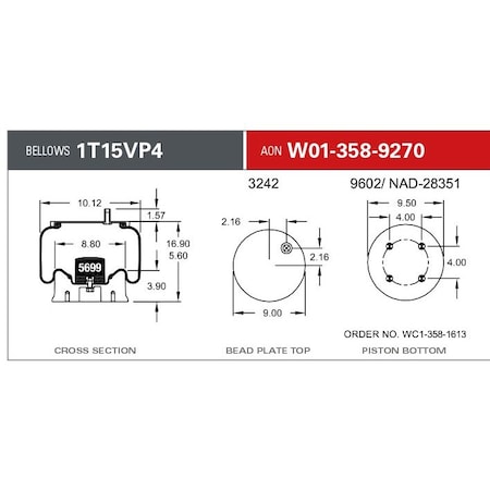 Firestone Air Spring, Suspension, 1T-Reversible Sleeve W013589270
